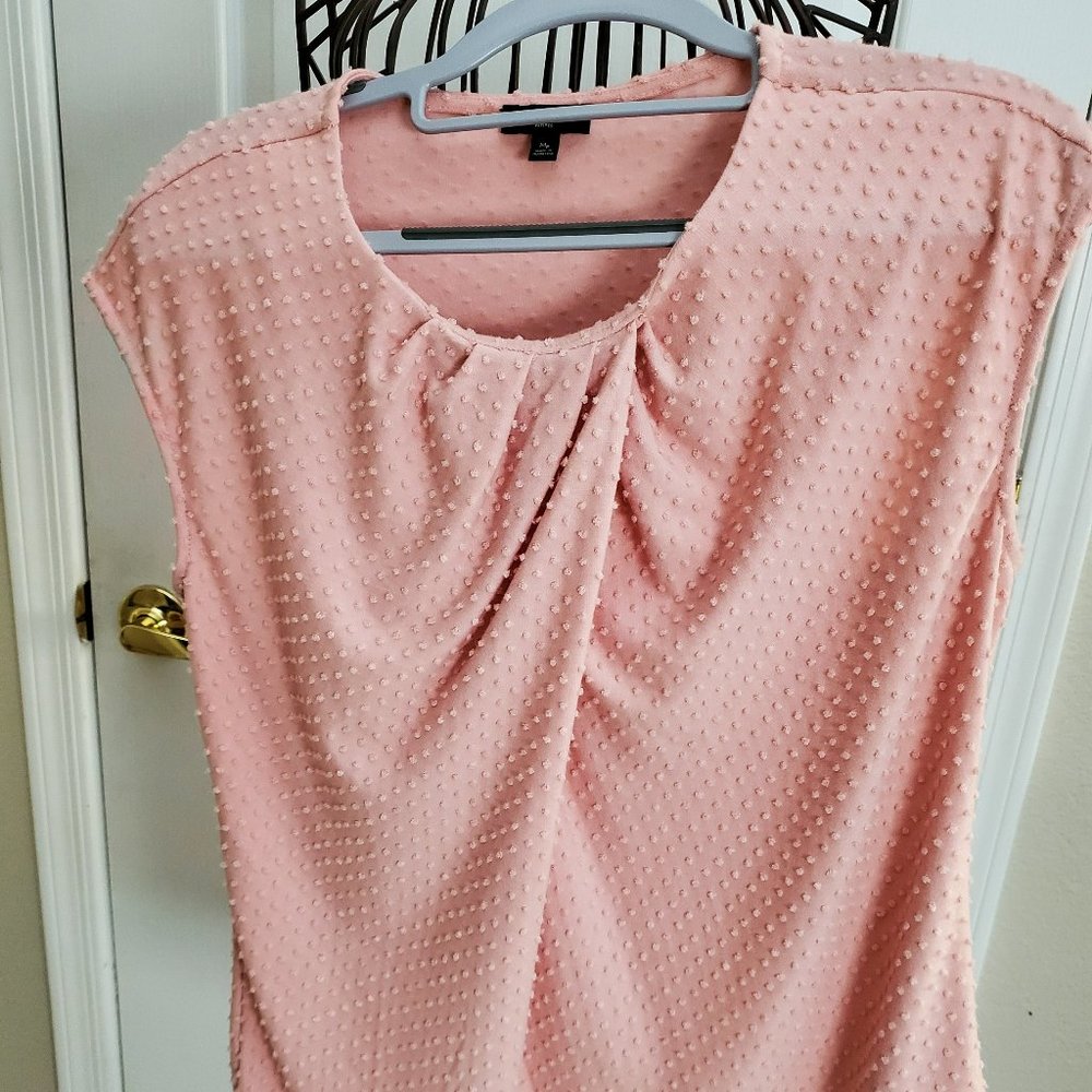 Talbot's Peach Knit Scoop Neck Knit Top with Semi-Cap Sleeve - Size Med Petite